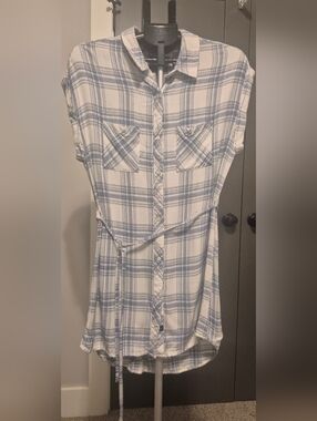 Rails Blue and White Plaid Shirt Dress